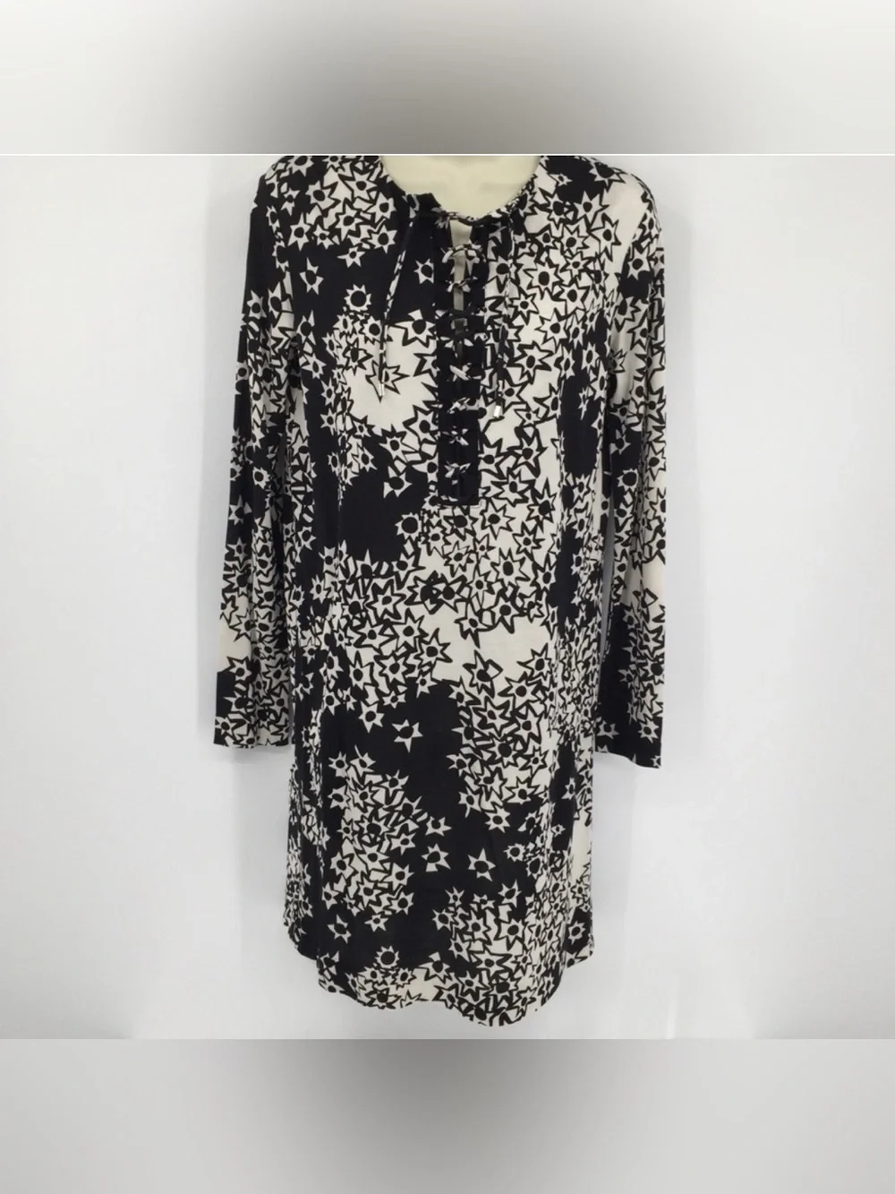 DVF Diane Von Furstenberg Nana Star Meadow black white dress silk tunic new 6